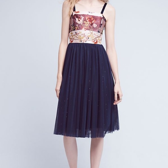 Anthropologie Dresses & Skirts - Anthropologie Blooming Sapphire Silk Wrap Dress